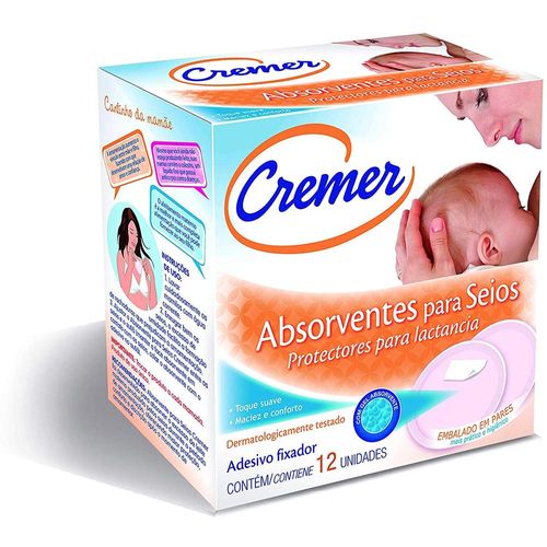 Absorvente Cremer para Seios Toque Suave com 12 Unidades
