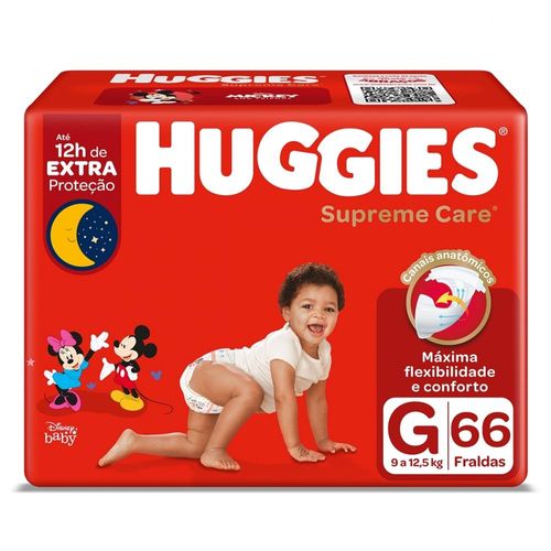 Fraldas Descartáveis Huggies Supreme care Hiper com 66 Unidades