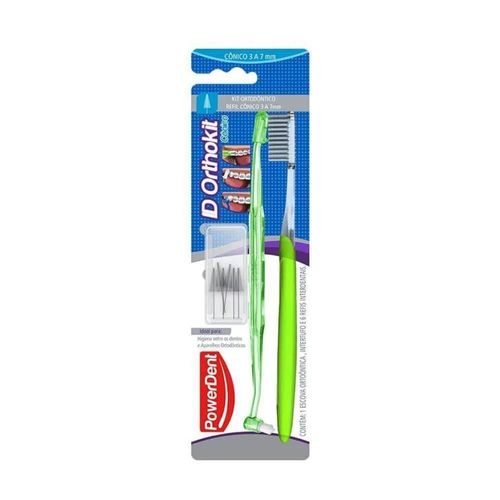 Kit Ortodôntico Powerdent com 1 Escova de Dentes + 1 Intertufo 3 a 7mm + 6 Refis