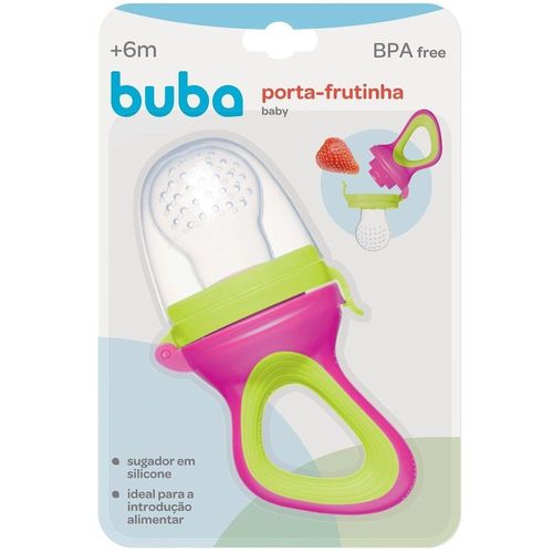 Alimentador Porta Frutinha Baby Verde e Rosa Buba com 1 Unidade