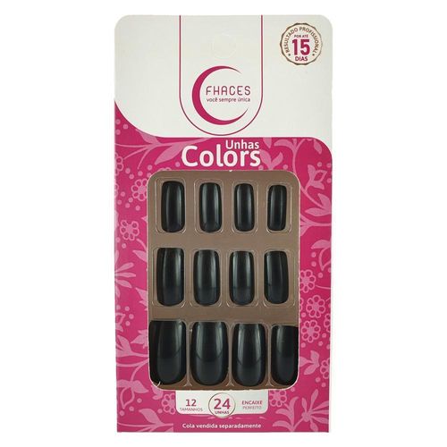 Unhas Postiças Fhaces Colors Universo Black com 24 Unidades