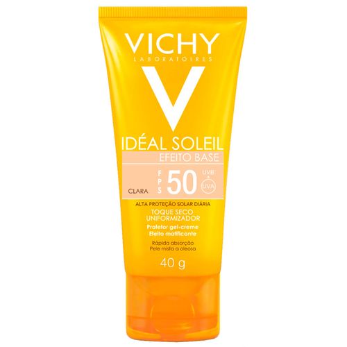 Protetor Solar Facial Idéal Soleil Efeito Base Cor Clara FPS 50 Vichy 40g