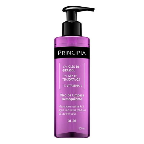 Óleo de Limpeza Demaquilante Principia Skincare OL-01 30% Óleo de Girassol + 15% Mix de Tensoativos + 1% Vitamina E 200ml
