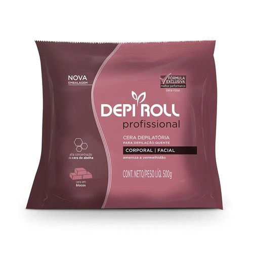 Cera Depilatória de Abelha em Blocos Rosa Corporal e Facial Depi Roll 500g