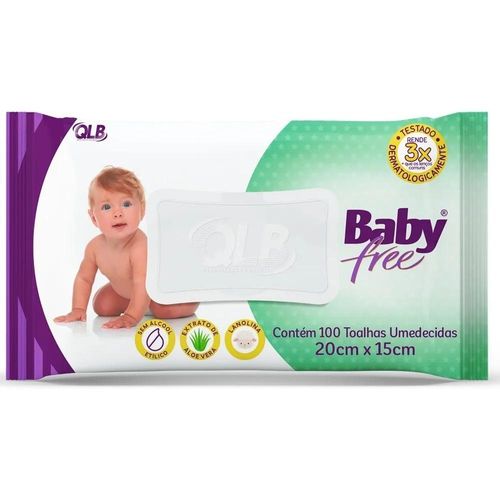Toalhas Umedecidas Baby Free com 100 Unidades