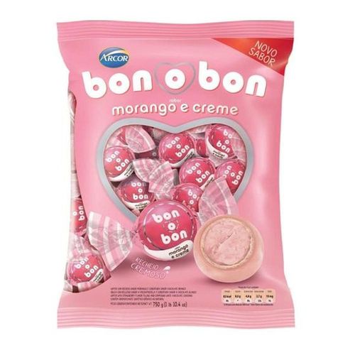 Bonobon Sabor Chocolate Bombon Sabor Morango e Creme com 50 Unidades com 15g