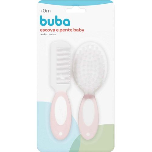 Kit Buba Baby Cor Rosa com 1 Escova + 1 Pente