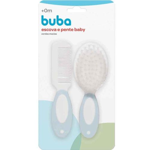 Kit Buba Baby Cor Azul 1 Escova + 1 Pente
