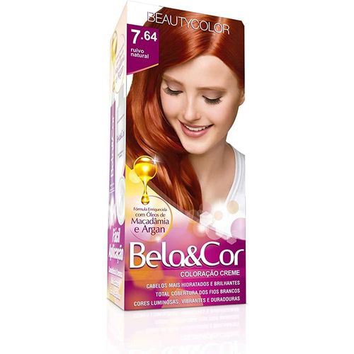 Beauty Bela&Cor Kit Coloração Creme Cor Nº 7.64 Ruivo Natural com 1 Unidade