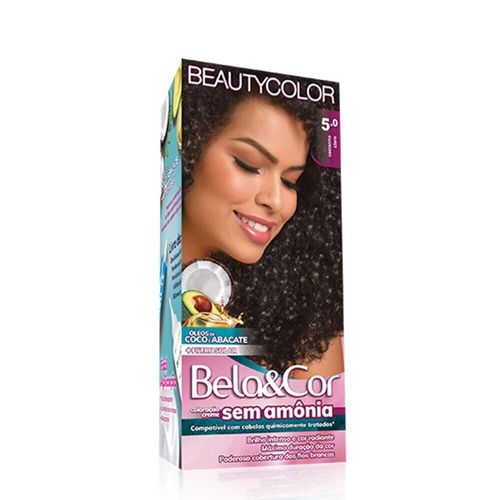 Kit Beauty Bela&Cor Creme de Coloração Nº 5.0 Castanho Claro com 1 Unidade