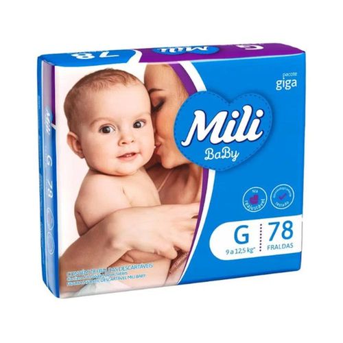 Fraldas Descartáveis Mili Baby Giga Tamanho G com 78 Unidades