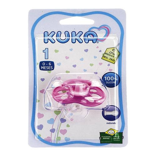 Chupeta Aquarela Rosa Tamanho 1 Redonda Silicone Kuka com 1 Unidade