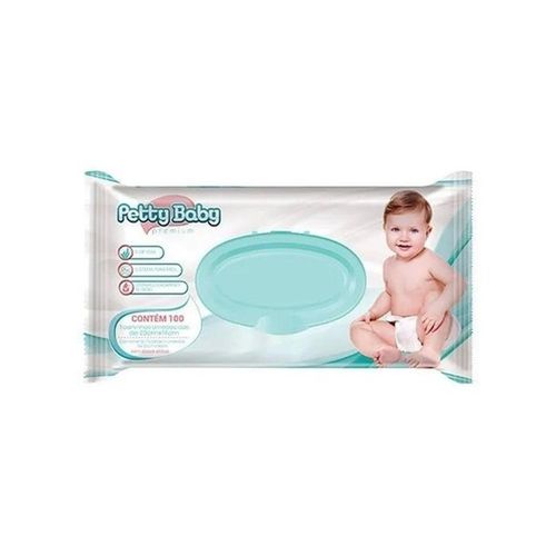 Toalha Umedecidas Petty Baby Premium com 100 Unidades