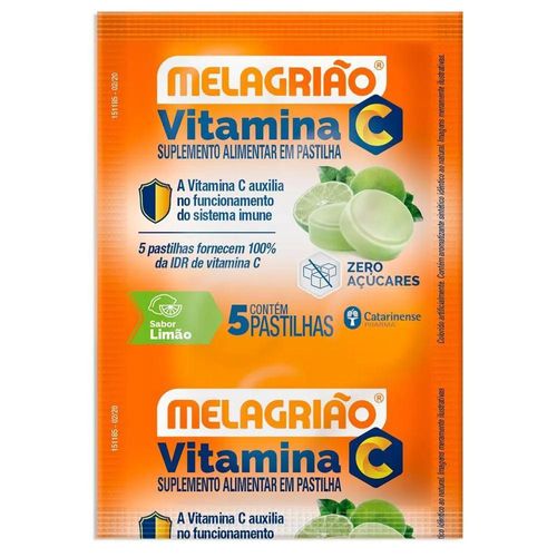 Melagrião Vitamina C Sabor Limão com 5 Pastilhas