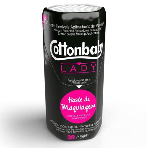 Hastes Flexíveis para Aplicação de Maquiagem Cottonbaby Lady com 30 Unidades