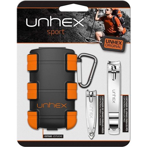 Kit Unhex Sport Adventure com 1 Cortador de Unhas para Mãos + 1 Cortador de Unhas para os Pés + 1 Estojo Laranja Adventure