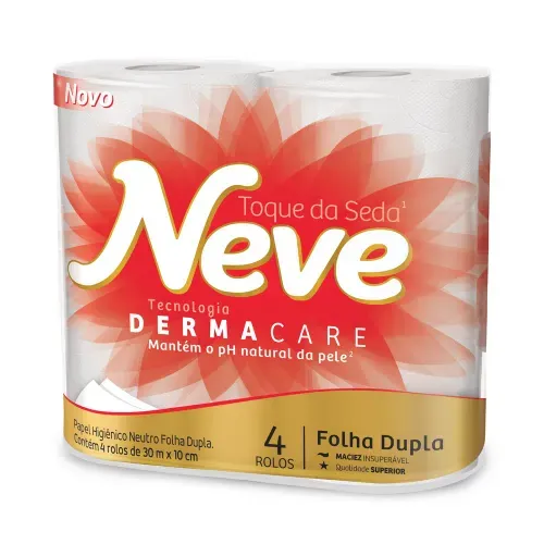 Papel Higiênico Folha Dupla Neutro Neve Toque Da Seda 30m Pacote com 4 Unidades