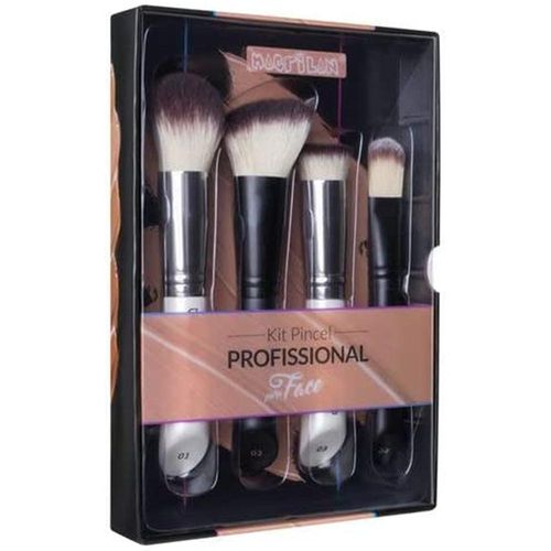 Kit Pincéis Profissionais para Face WB200 Macrilan com 4 Unidades