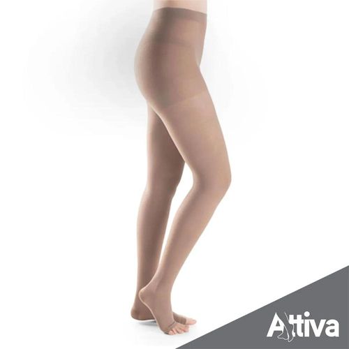 Meia Calca Attiva Média Compressão 18-21 Feminina Aberta Natural GG com 1 Par
