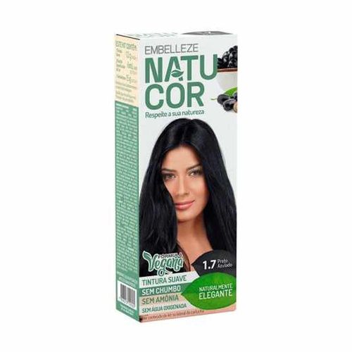 Tintura Permanente Natucor Nº 1.7 Preto Azulado Jamelão com 1 Unidade