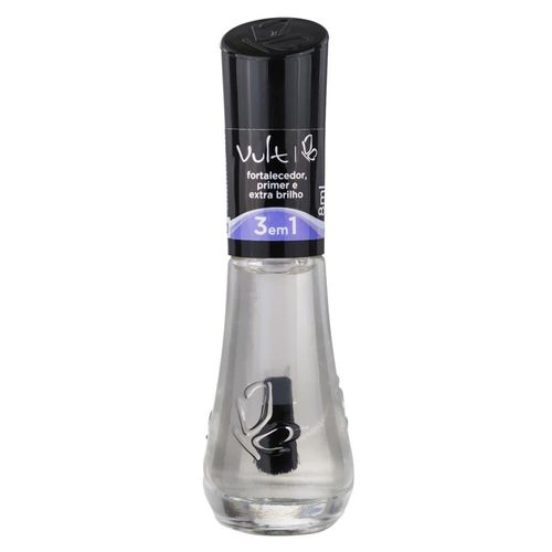 Esmalte Vult 3 em 1 Fortalecedor Primer e Extra Brilho 8ml