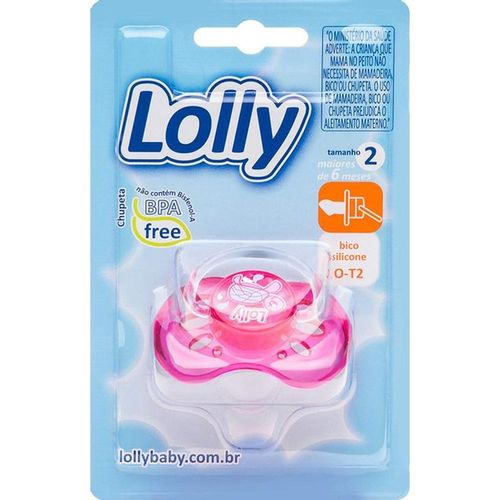Chupeta Lolly Oceano Silicone Bico Ortodôntico Tamanho 2 Rosa com 1 Unidade