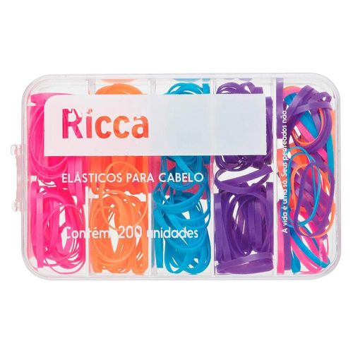 Elásticos de Silicone para Cabelos Ricca Coloridos com 200 Unidades