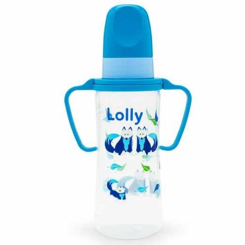 Mamadeira Lolly Viva Silicone Ortodôntico com Alça Azul 250ml