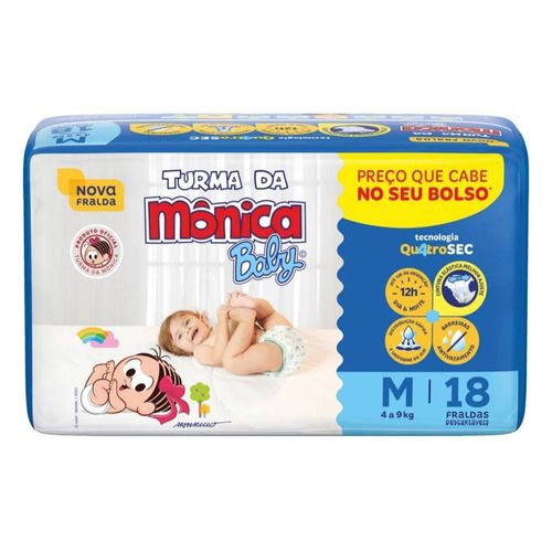 Turma da Monica Fraldas Descartáveis Jumbinho Tamanho M com 18 Unidade