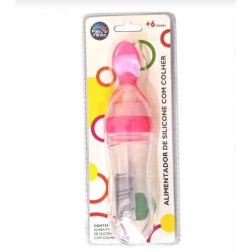 Pais e Filhos Alimentador Infantil com Colher Rosa com 1 Unidade