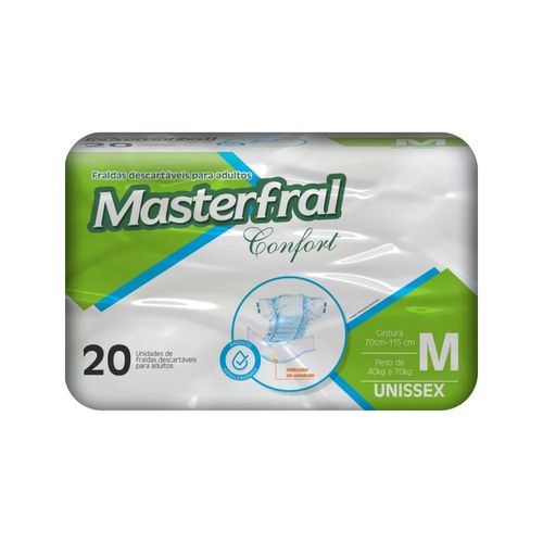 Fraldas Descartáveis Geriátricas Masterfral Comfort Tamanho M com 20 Unidades