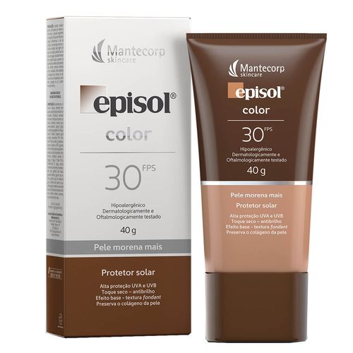 Protetor Solar Facial Episol Color Pele Morena Mais FPS30 40g