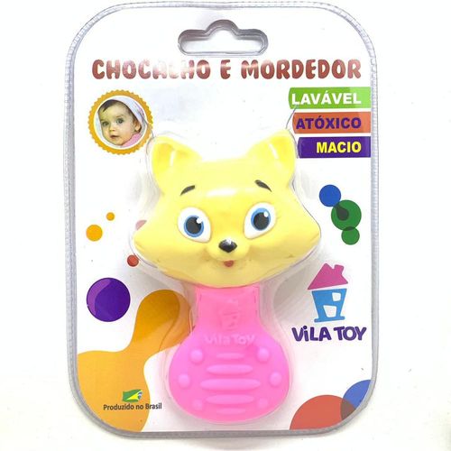 Mordedor Vila Toy e Chocalho Gata Rosa com 1 Unidade
