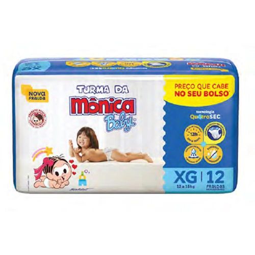 Turma da Monica Fralda Descartável Jumbinho Tamanho Xg com 12 Unidade