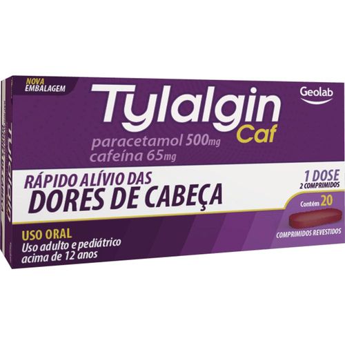 Tylalgin Caf 500mg + 65mg com 20 Comprimidos Revestidos