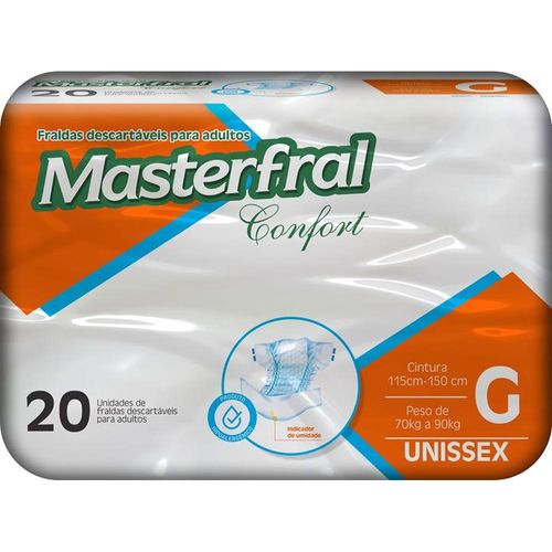 Fraldas Descartáveis Geriátricas Masterfral Comfort Tamanho G com 20 Unidades