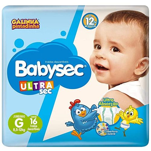 Fralda Babysec Ultrasec Galinha Pintadinha G com 16 unidades