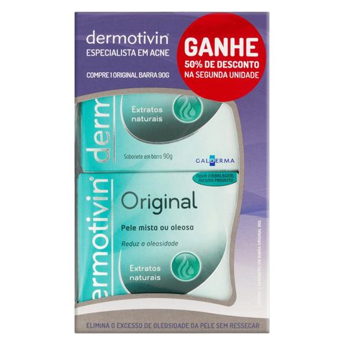 Kit Dermotivin Original 50% Desconto na 2° Unidade com 2 Sabonetes em Barra com 90g