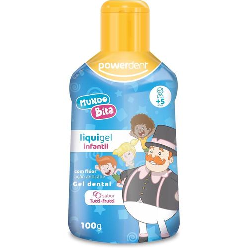 Liquigel Dental Infantil Powerdent Sabor Tutti-Frutti Mundo Bita 100g