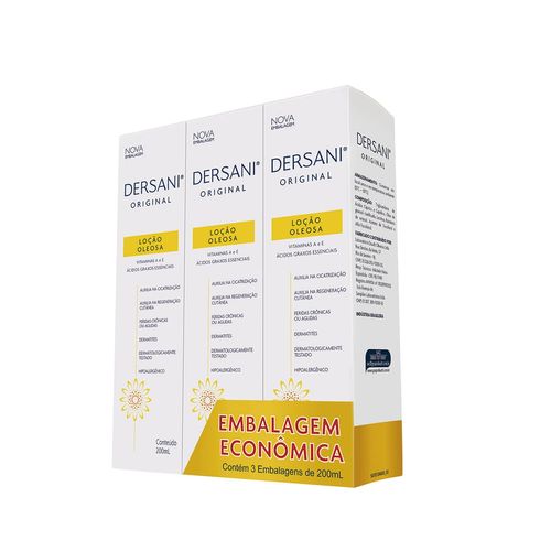 Kit Loção Hidratante e Dermoprotetora Dersani com 3 Unidades com 200ml