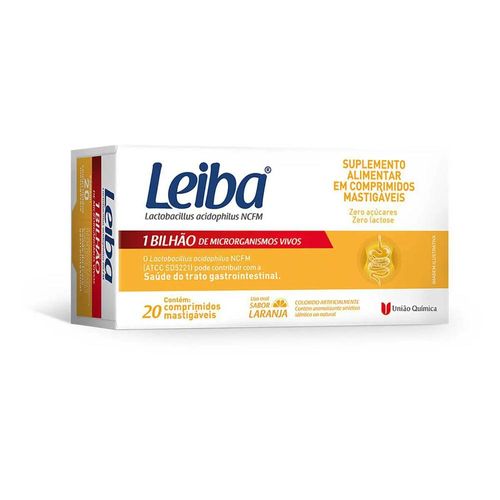 Probiótico Leiba Sabor Laranja com 20 Comprimidos Mastigáveis