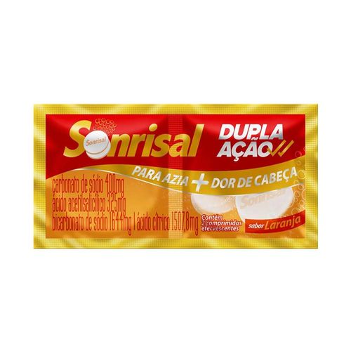 Sonrisal Dupla Ação Sabor Laranja com 2 Comprimidos Efervescentes