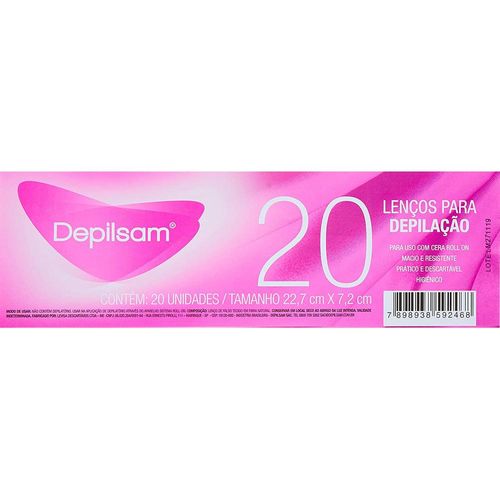 Lenços Depilatórios Depilsam com 20 Unidades