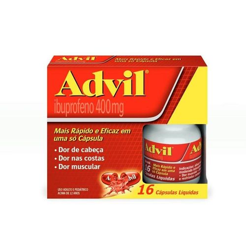 Advil 400mg com 16 Cápsulas Gelatinosas Moles