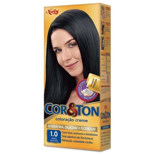 Kit Coloração Cor & Ton Mini 1.0 Preto Azulado com 1 Unidade