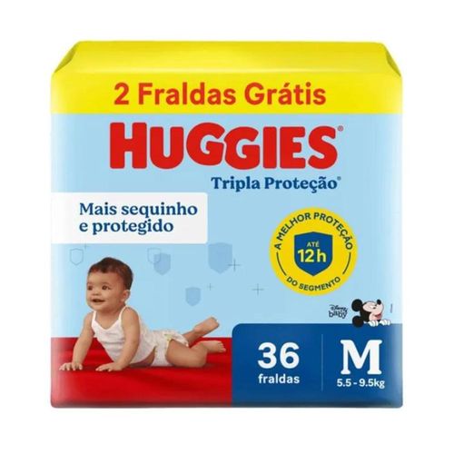 Fralda Huggies Tripla Proteção Meguinha M com 36 Unidades