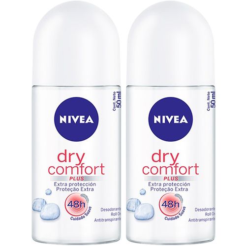 Desodorante Roll-On Nivea Dry Comfort Plus 50ml Embalagem com 2 Unidades
