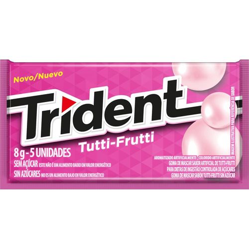 Goma de Mascar Sabor Tutti-Frutti Zero Açúcar Trident 8g