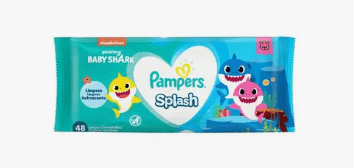 Lenços Umedecidos Pampers Splash Baby Shark com 48 Unidades