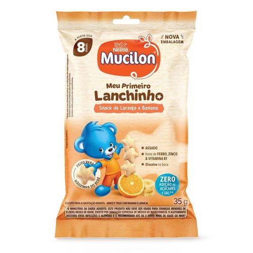 Snack Mucilon Meu Primeiro Lanchinho Sabor Laranja e Banana 35g